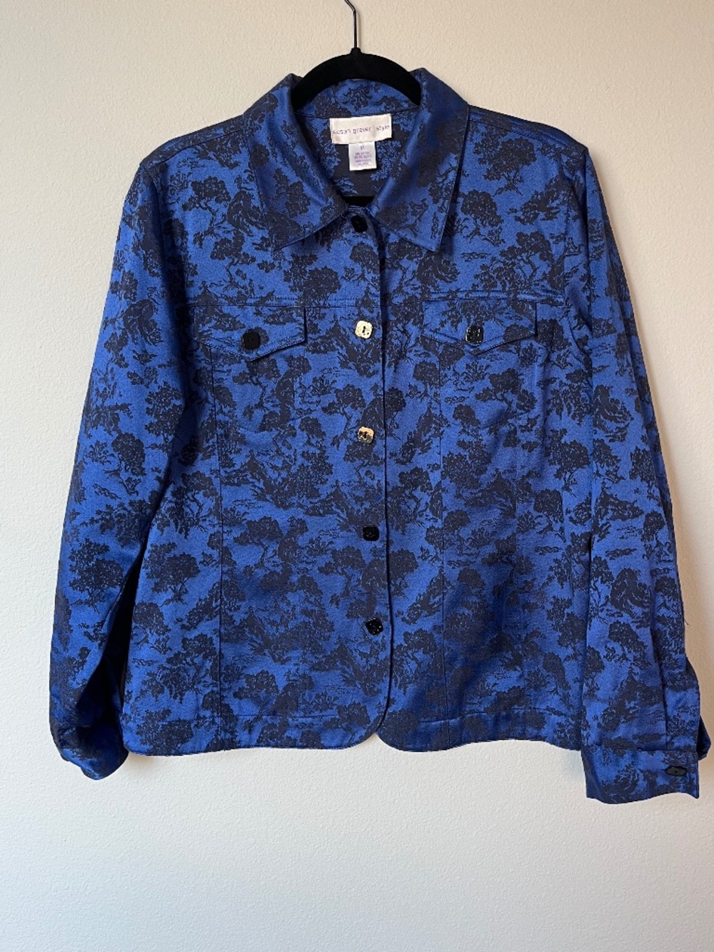 Blue Jacquard  Susan Graver Jacket Size M